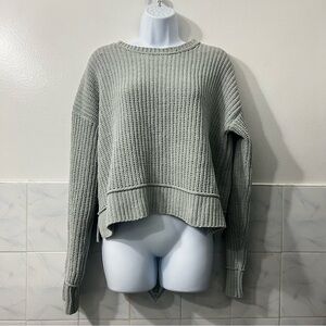 Aeropostale Chenille Knit Sage Oversized Cropped Sweater Women's M Coastal Cozy